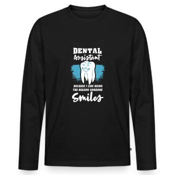 Funny Dentist Dental Assistant Dental Nurse - Men's Premium Organic Long Sleeve Shirt - black - Front - Nico (187cm)