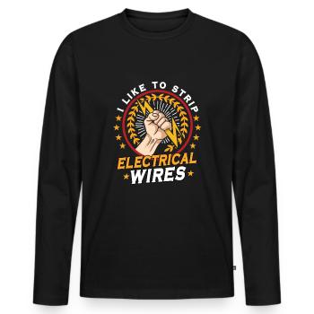 Drôle d’électricien ingénieur électricien Watt Watt - T-shirt manches longues Premium bio Homme - noir - Devant - Nico (187cm)