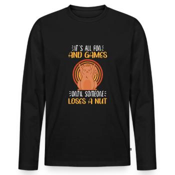 Funny Squirrel Fan Squirrel Lover Chipmunk Addict - Männer Premium Bio Langarmshirt - Schwarz - Vorne - Nico (187cm)