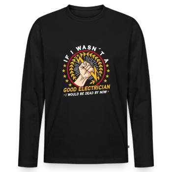 Electrician Electrical Engineer Lineman Electrical - Men's Premium Organic Long Sleeve Shirt - black - Front - Nico (187cm)