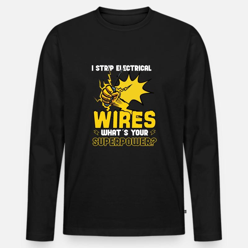 Electrician Electrical Engineer Lineman Electrical - Männer Premium Bio Langarmshirt - Schwarz
