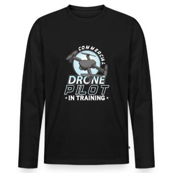 Drone Pilot Grandpa Gift Idea Old Man With - Men's Premium Organic Long Sleeve Shirt - black - Front - Nico (187cm)