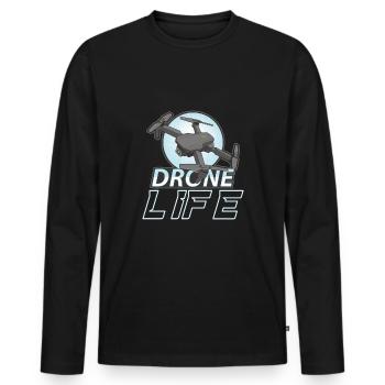 Drohne Pilot Opa Geschenkidee Alter Mann Mit - Männer Premium Bio Langarmshirt - Schwarz - Vorne - Nico (187cm)