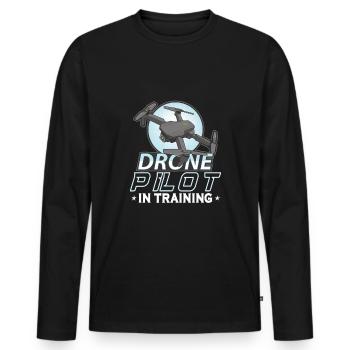 Drohne Pilot Opa Geschenkidee Alter Mann Mit - Männer Premium Bio Langarmshirt - Schwarz - Vorne - Nico (187cm)