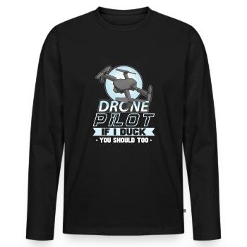 Drohne Pilot Opa Geschenkidee Alter Mann Mit - Männer Premium Bio Langarmshirt - Schwarz - Vorne - Nico (187cm)