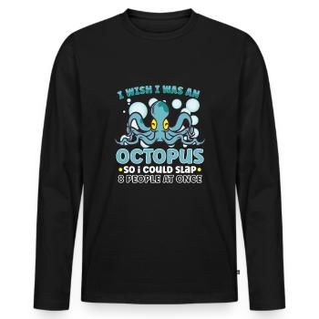 Octopus Marine Animals Sea Creature Squid Gift - Männer Premium Bio Langarmshirt - Schwarz - Vorne - Nico (187cm)