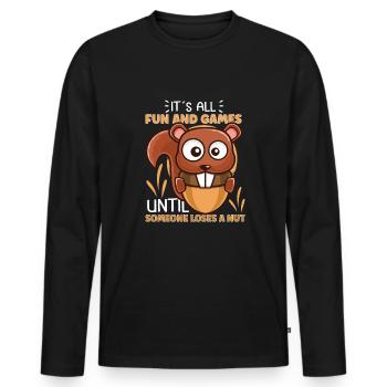 Funny Squirrel Fan Squirrel Lover Chipmunk Addict - Männer Premium Bio Langarmshirt - Schwarz - Vorne - Nico (187cm)