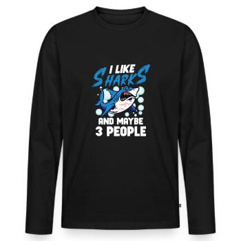 Requin Océan Predator Créature Marine - T-shirt manches longues Premium bio Homme - noir - Devant - Nico (187cm)