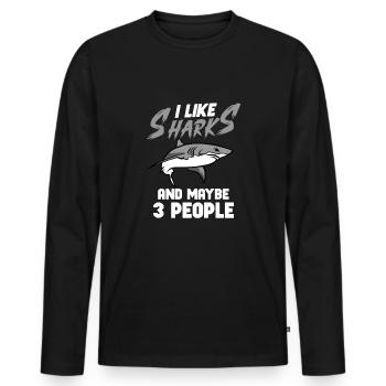 Requin Océan Predator Créature Marine - T-shirt manches longues Premium bio Homme - noir - Devant - Nico (187cm)