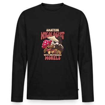 Morels Mushroom Picker Mushroom Farmer Mushroom - T-shirt manches longues Premium bio Homme - noir - Devant - Nico (187cm)