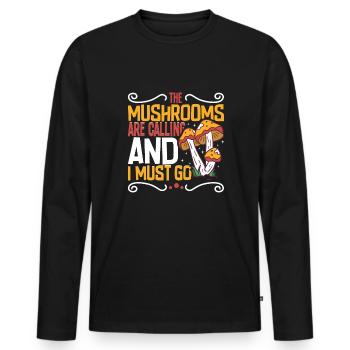 Morels Mushroom Picker Mushroom Farmer Mushroom - T-shirt manches longues Premium bio Homme - noir - Devant - Nico (187cm)