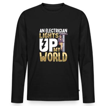 Electrician Electrical Engineer Lineman Electrical - Men's Premium Organic Long Sleeve Shirt - black - Front - Nico (187cm)