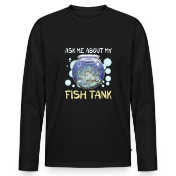 Gardien d’aquarium aquatique Poissonnier Eau salée - T-shirt manches longues Premium bio Homme - noir - Devant - Nico (187cm)