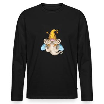 Gnome Abeille Abeille Apiculteur Apiculture Abeille Apiculture - T-shirt manches longues Premium bio Homme - noir - Devant - Nico (187cm)