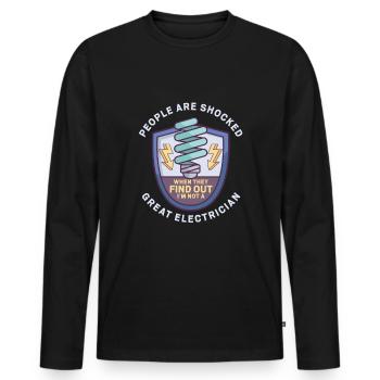 Électricien Ingénieur électricien monteur de lignes Électricien - T-shirt manches longues Premium bio Homme - noir - Devant - Nico (187cm)