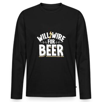 Electrician Electrical Engineer Lineman Electrical - Men's Premium Organic Long Sleeve Shirt - black - Front - Nico (187cm)