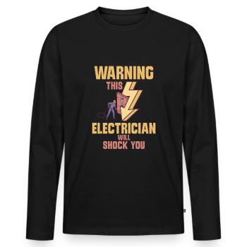 Électricien Ingénieur électricien monteur de lignes Électricien - T-shirt manches longues Premium bio Homme - noir - Devant - Nico (187cm)