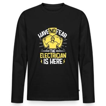Electrician Electrical Engineer Lineman Electrical - Men's Premium Organic Long Sleeve Shirt - black - Front - Nico (187cm)