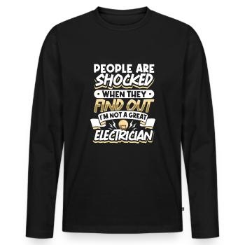 Électricien Ingénieur électricien monteur de lignes Électricien - T-shirt manches longues Premium bio Homme - noir - Devant - Nico (187cm)