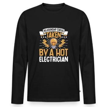 Electrician Electrical Engineer Lineman Electrical - Men's Premium Organic Long Sleeve Shirt - black - Front - Nico (187cm)