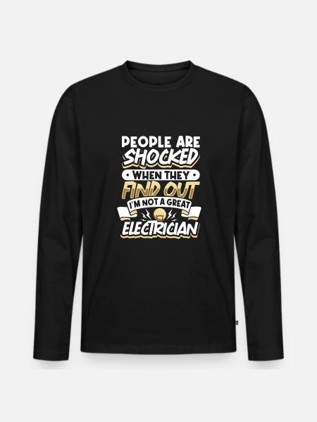 Electrician Electrical Engineer Lineman Electrical - Men's Premium Organic Long Sleeve Shirt - black