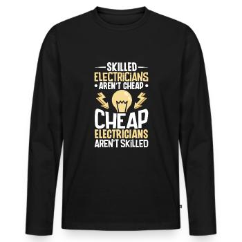 Electrician Electrical Engineer Lineman Electrical - Men's Premium Organic Long Sleeve Shirt - black - Front - Nico (187cm)