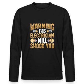 Electrician Electrical Engineer Lineman Electrical - Men's Premium Organic Long Sleeve Shirt - black - Front - Nico (187cm)