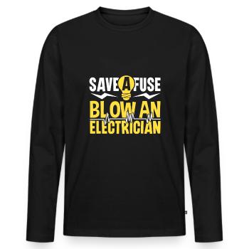 Electrician Electrical Engineer Lineman Electrical - Men's Premium Organic Long Sleeve Shirt - black - Front - Nico (187cm)