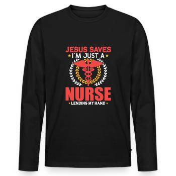 Nurse Nursing Clinic Paramedic - Men's Premium Organic Long Sleeve Shirt - black - Front - Nico (187cm)