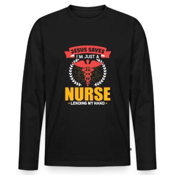 Nurse Nursing Clinic Paramedic - Men's Premium Organic Long Sleeve Shirt - black - Front - Nico (187cm)