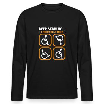 Handicapped Wheelchair Cyborg Leg Arm Amputee - Men's Premium Organic Long Sleeve Shirt - black - Front - Nico (187cm)