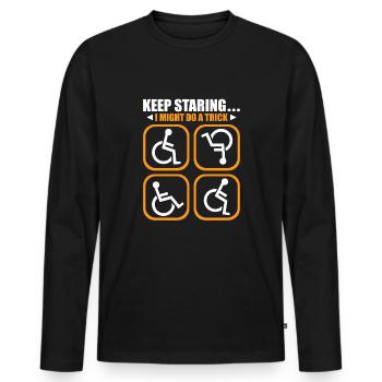 Handicapped Wheelchair Cyborg Leg Arm Amputee - Men's Premium Organic Long Sleeve Shirt - black - Front - Nico (187cm)