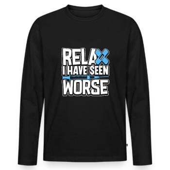 Nurse Nursing Clinic Paramedic - Men's Premium Organic Long Sleeve Shirt - black - Front - Nico (187cm)