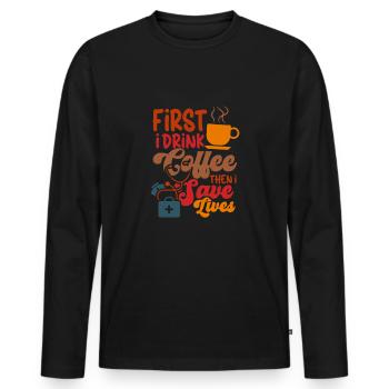 Nurse Nursing Clinic Paramedic - Men's Premium Organic Long Sleeve Shirt - black - Front - Nico (187cm)