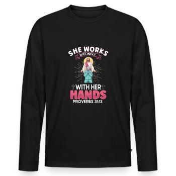 Nurse Nursing Clinic Paramedic - Men's Premium Organic Long Sleeve Shirt - black - Front - Nico (187cm)