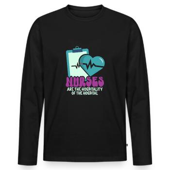 Nurse Nursing Clinic Paramedic - Men's Premium Organic Long Sleeve Shirt - black - Front - Nico (187cm)