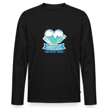 Infirmière Infirmière Clinique Paramédicale - T-shirt manches longues Premium bio Homme - noir - Devant - Nico (187cm)