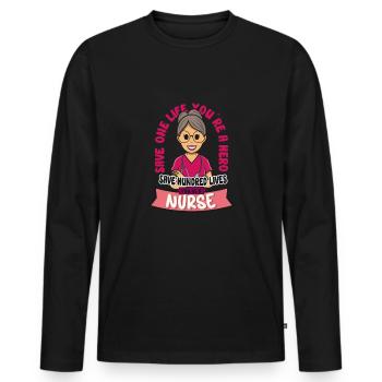 infirmière clinique de soins infirmiers ambulancier paramédical - T-shirt manches longues Premium bio Homme - noir - Devant - Nico (187cm)