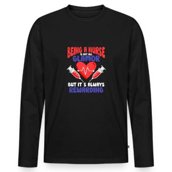 Nurse Nursing Clinic Paramedic - Men's Premium Organic Long Sleeve Shirt - black - Front - Nico (187cm)