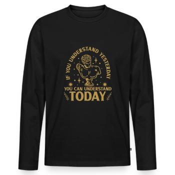 History historian History - Men's Premium Organic Long Sleeve Shirt - black - Front - Nico (187cm)