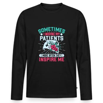 infirmière clinique de soins infirmiers ambulancier paramédical - T-shirt manches longues Premium bio Homme - noir - Devant - Nico (187cm)