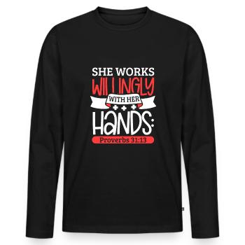 Infirmière Infirmière Clinique Paramédicale - T-shirt manches longues Premium bio Homme - noir - Devant - Nico (187cm)