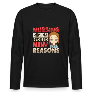 Infirmière Infirmière Clinique Paramédicale - T-shirt manches longues Premium bio Homme - noir - Devant - Nico (187cm)