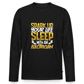 Électricien Ingénieur électricien monteur de lignes Électricien - T-shirt manches longues Premium bio Homme - noir - Devant - Nico (187cm)