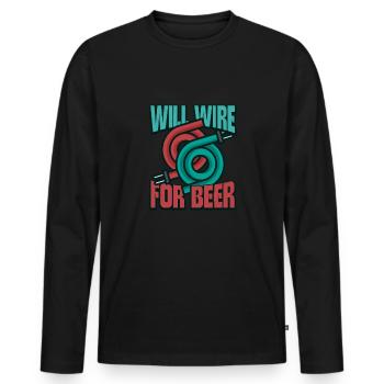 Electrician Electrical Engineer Lineman Electrical - Men's Premium Organic Long Sleeve Shirt - black - Front - Nico (187cm)