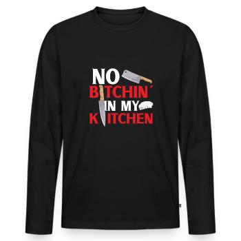 Chef Cook Kitchen Restaurant Knives Cookout - Men's Premium Organic Long Sleeve Shirt - black - Front - Nico (187cm)