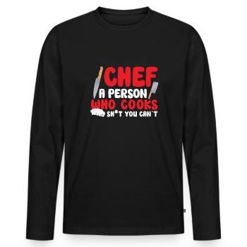 Chef Cook Kitchen Restaurant Knives Cookout - Men's Premium Organic Long Sleeve Shirt - black - Front - Nico (187cm)