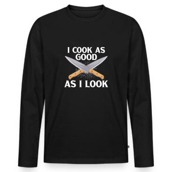 Chef Cook Kitchen Restaurant Knives Cookout - Men's Premium Organic Long Sleeve Shirt - black - Front - Nico (187cm)