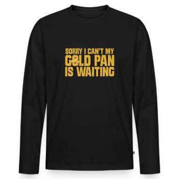 Chercheurs d’or Mines d’or Mines d’or Orpaillage Mine d’or - T-shirt manches longues Premium bio Homme - noir - Devant - Nico (187cm)