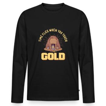 Goldgräber Goldbergbau Goldwaschen Goldmine - Männer Premium Bio Langarmshirt - Schwarz - Vorne - Nico (187cm)
